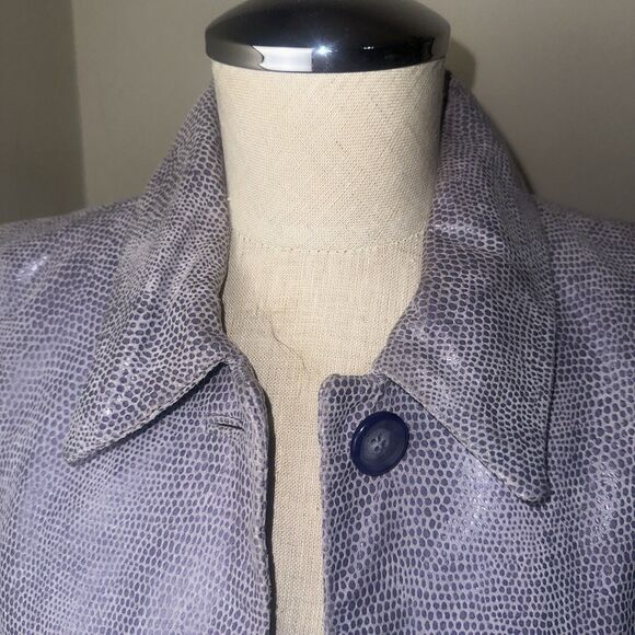 Colebrook & Co. Women's Purple Snake Print Leather Jacket Size Large - Picture 2 of 13